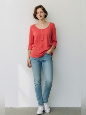 Majestic Filatures Linen Coral Crop Sleeve Top